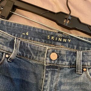 WHBM distressed rose patchwork denim jean. Esc cond.